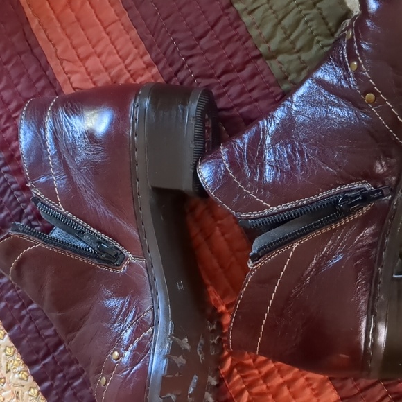 RIEKER* Brown leather studded side zip cowboy style square toe shoe/bootie 39 - Picture 8 of 16